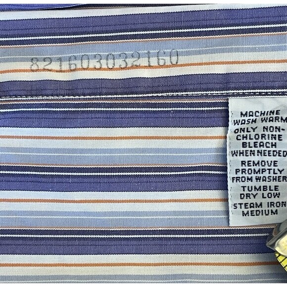 Ralph Lauren Custom Fit Bottom Down Shirt Man Size L (16 32/33) Purple Stripe - Picture 10 of 11